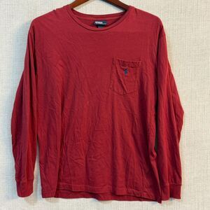Polo Ralph Lauren Mens Long Sleeve Pocket T Shirt Maroon Cotton Size Medium